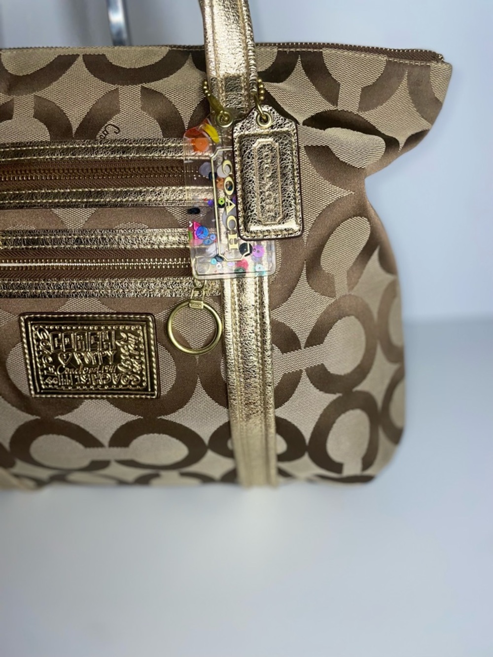 Coach Poppy 2009 Gold Metallic Op Art Glam Tote 13826 - Picture 13 of 16